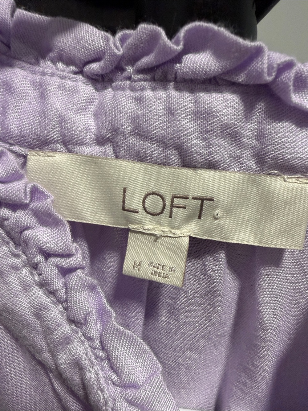 LOFT Lavender Ruffle-Trim Button-Down Blouse - Picture 4 of 5